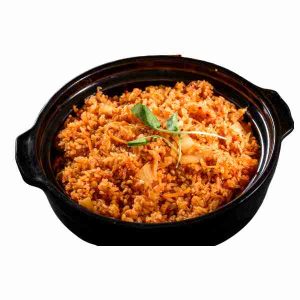 Tray of Palm oil rice